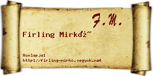 Firling Mirkó névjegykártya